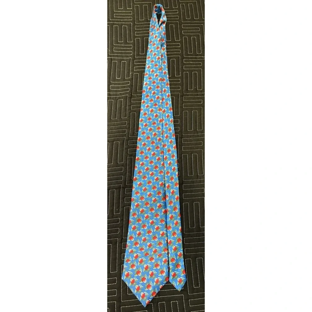 Rene Chagal Novelty Necktie Flying‎ Fish Print Blue Polyester Tie